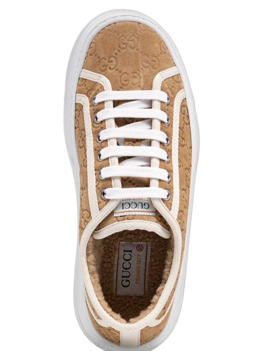 Gucci Tennis 1977 Women's Tan GG Suede Tennis Sneaker